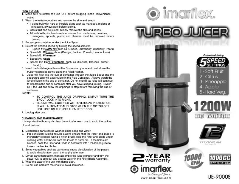 Página nº 1 - Manual de usuario Imarflex IJE-9000S