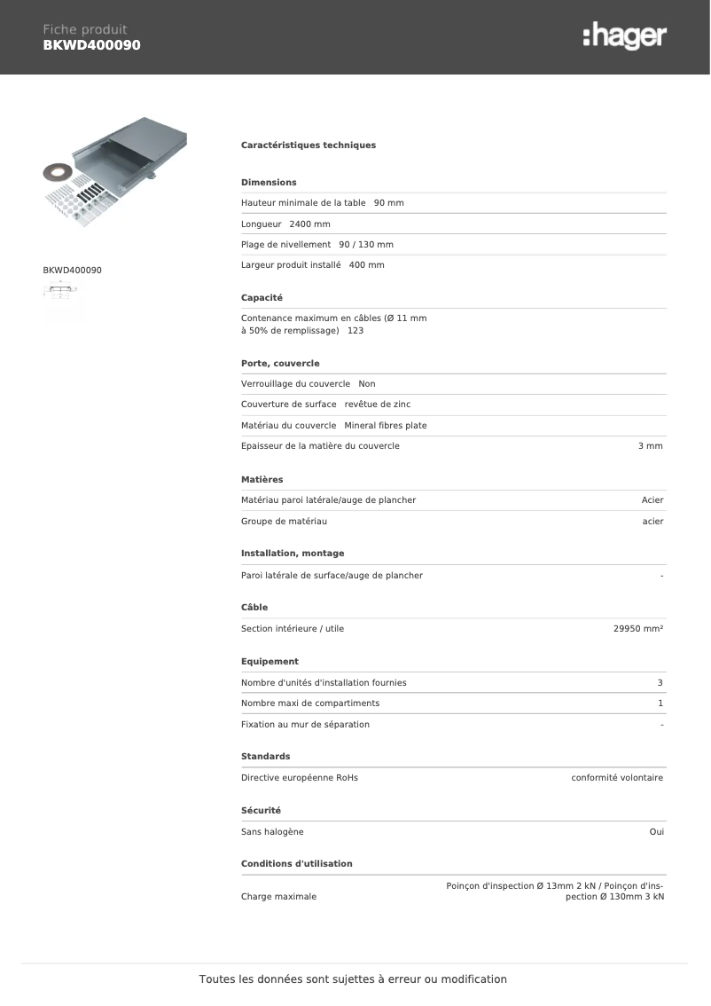 Imagen de la primera página del manual del dispositivo BKWD400090