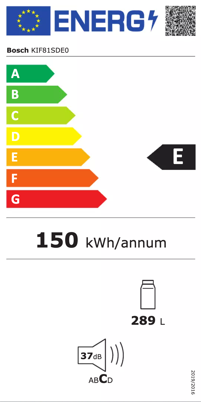 Página nº 1 - Etiqueta energética Bosch KIF81SDE0