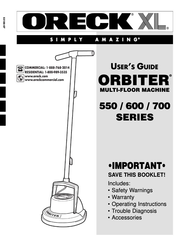 Imagen de la primera página del manual del dispositivo ORBITER ORB550MC