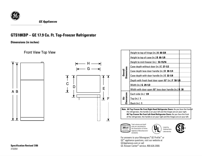Imagen de la primera página del manual del dispositivo GTS18KBPWW