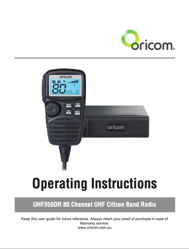 Página 1 del manual Manual de usuario Oricom UHF350DR