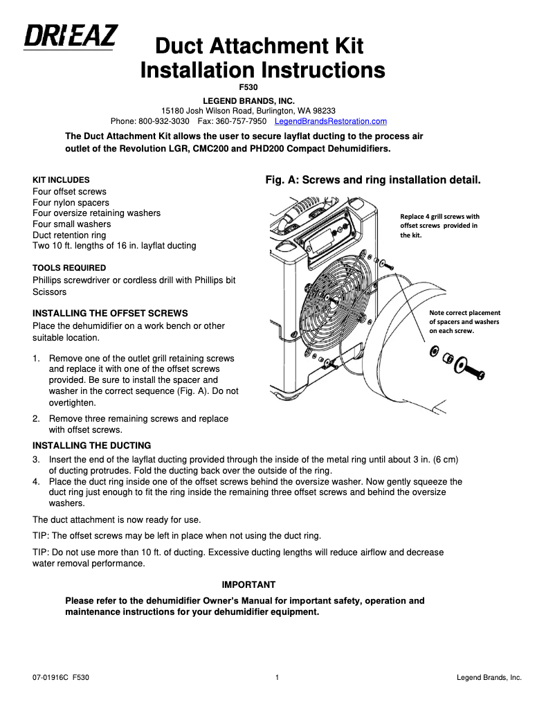 Página 1 del manual Manual de usuario Dri Eaz F530
