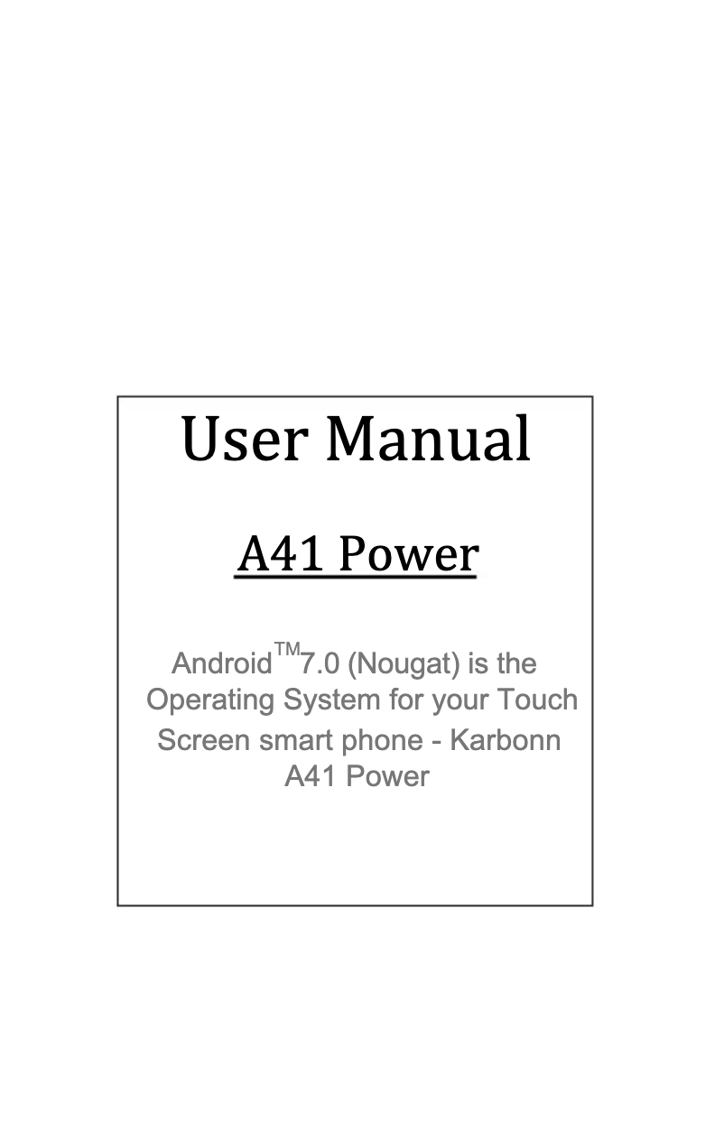 Imagen de la primera página del manual del dispositivo A41 Power