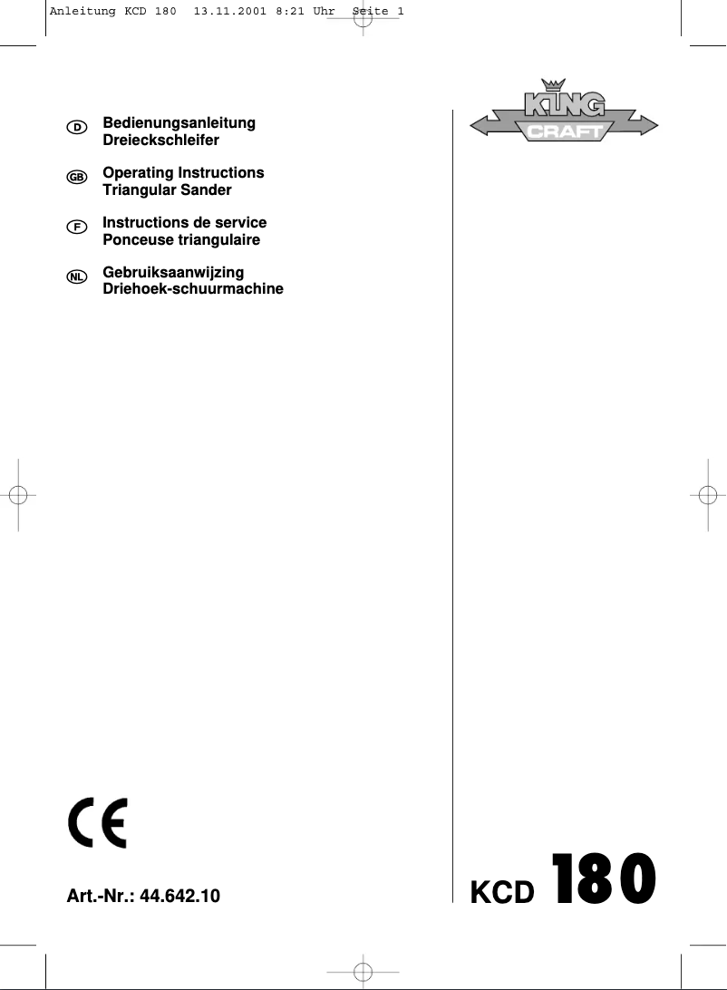 Imagen de la primera página del manual del dispositivo KCD 180