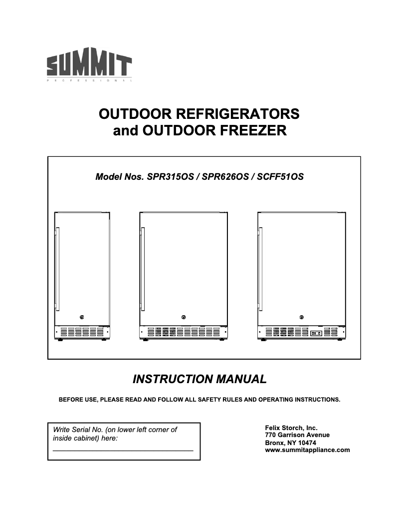 Página 1 del manual Manual de usuario Summit SPR626OS