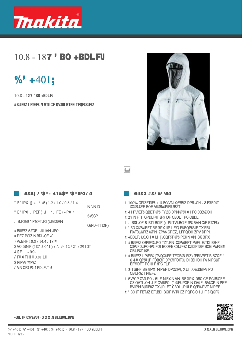 Página 1 del manual Ficha técnica Makita DFJ401Z