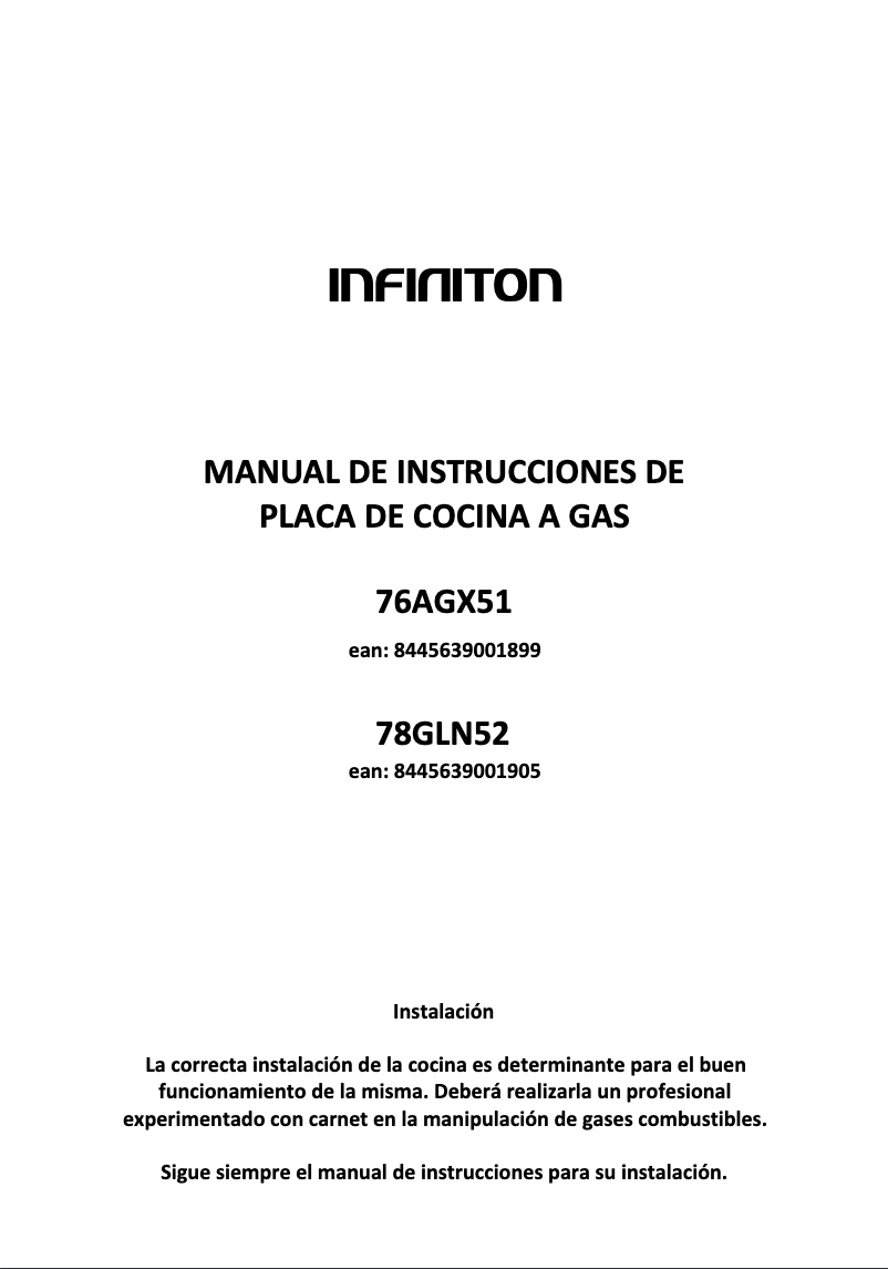 Página 1 del manual Manual de usuario Infiniton 78GLN52