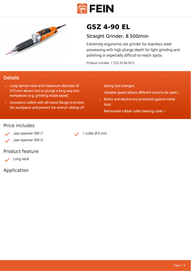 Página nº 1 - Ficha técnica Fein GSZ 4-90 EL