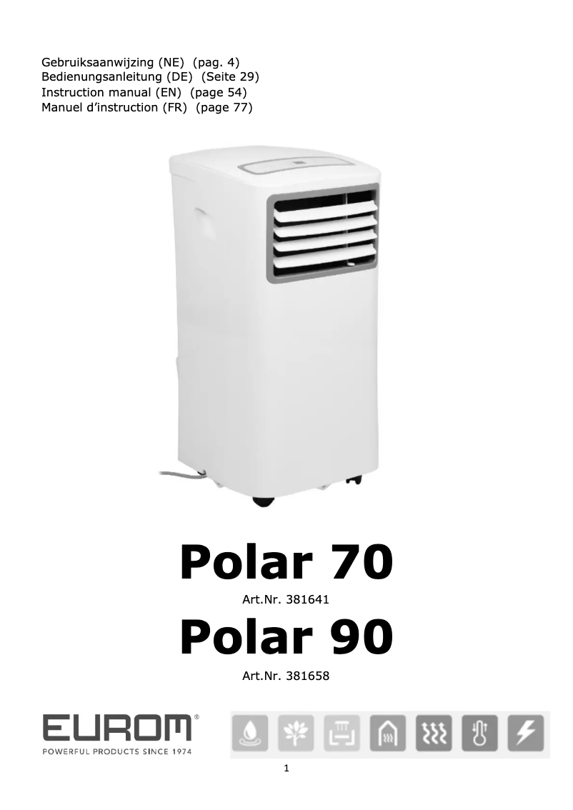 Imagen de la primera página del manual del dispositivo Polar 70