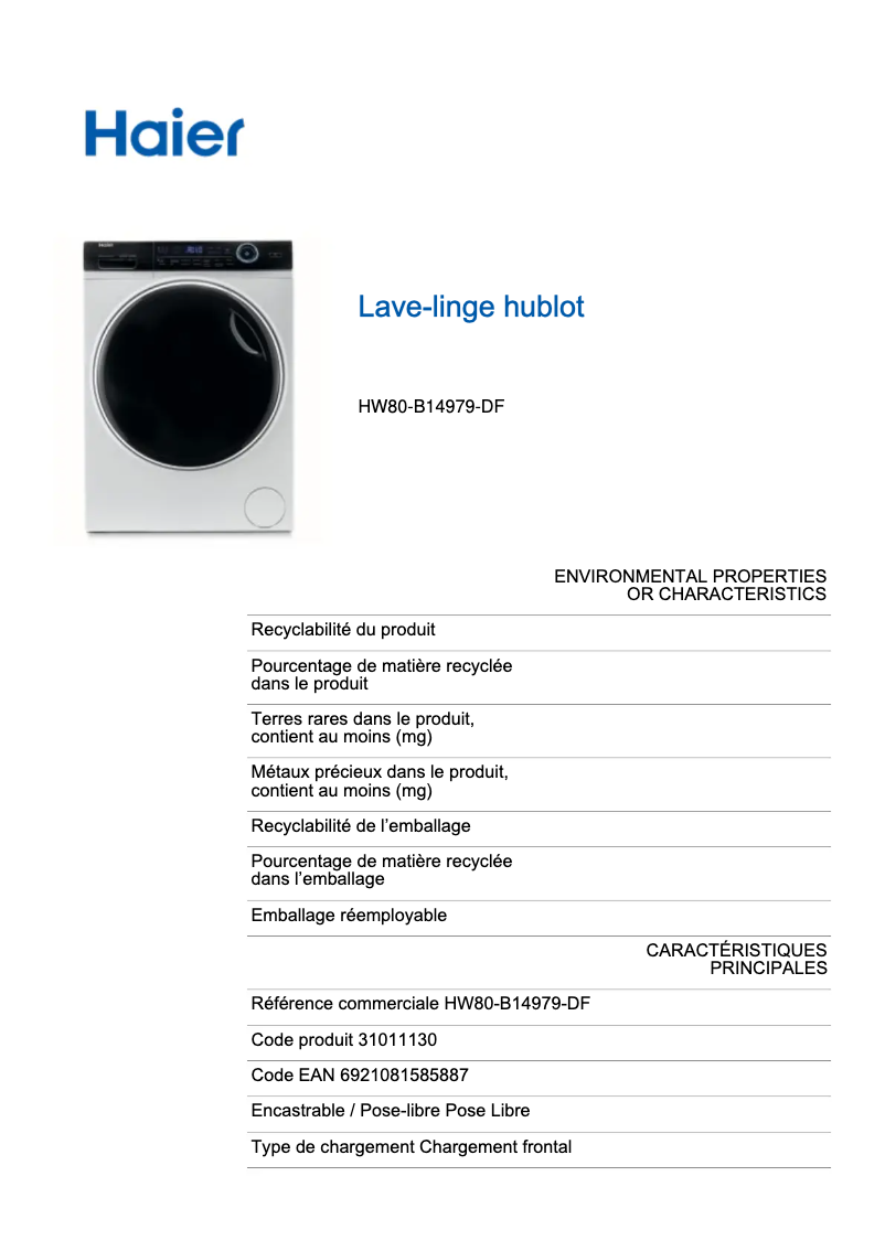 Imagen de la primera página del manual del dispositivo HW80-B14979