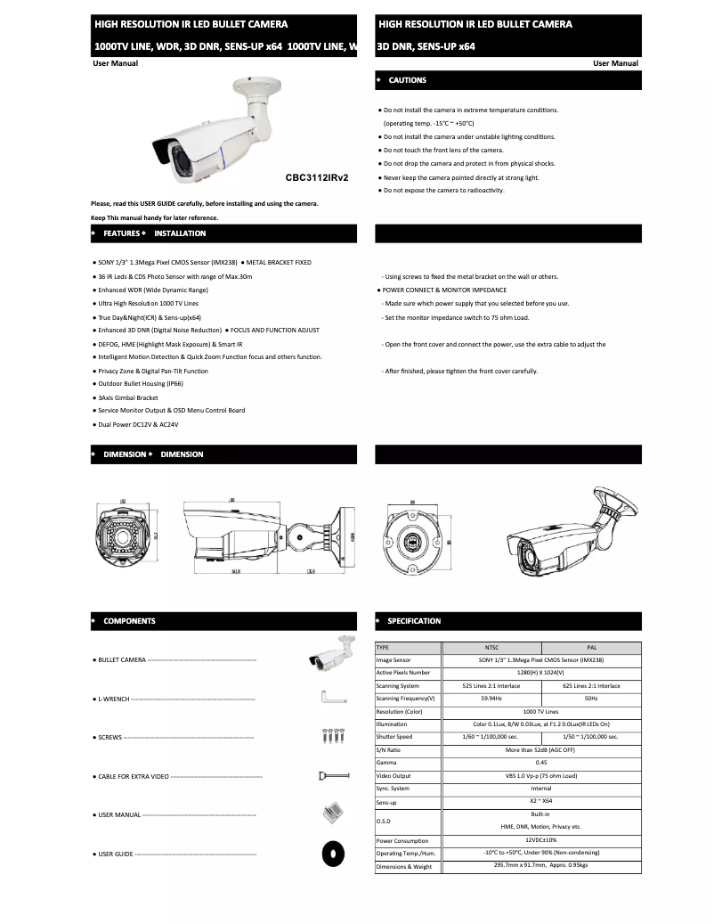 Imagen de la primera página del manual del dispositivo CBC3112IRv2