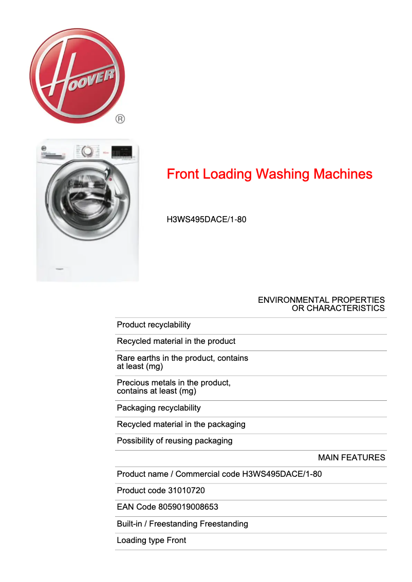 Imagen de la primera página del manual del dispositivo H-WASH 300 LITE H3WS495DACE/1-80