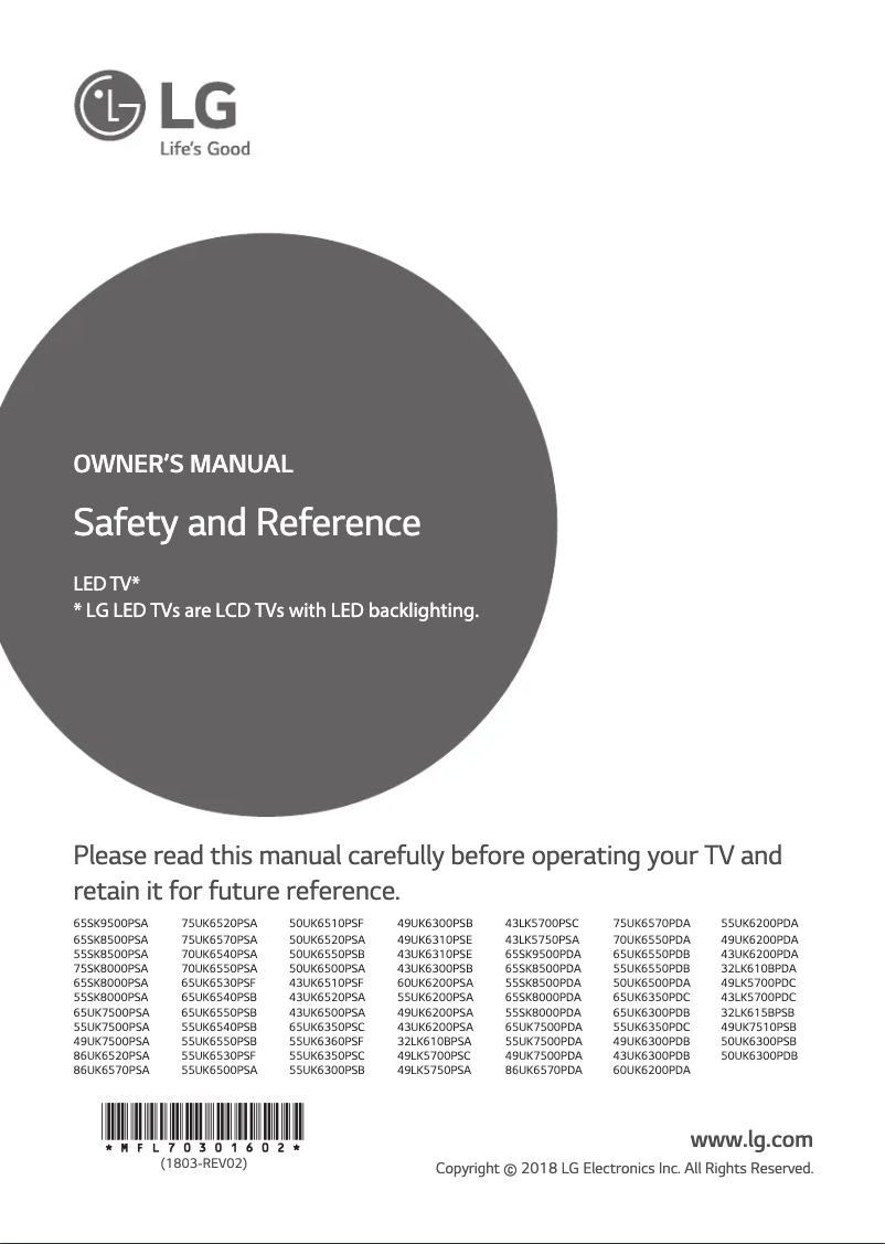 Imagen de la primera página del manual del dispositivo 50UK6300PSB