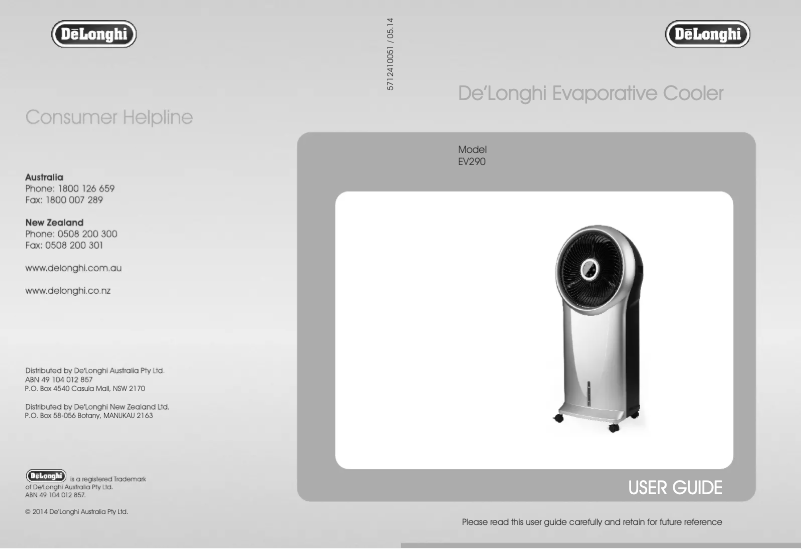 Página 1 del manual Manual de usuario DeLonghi EV290