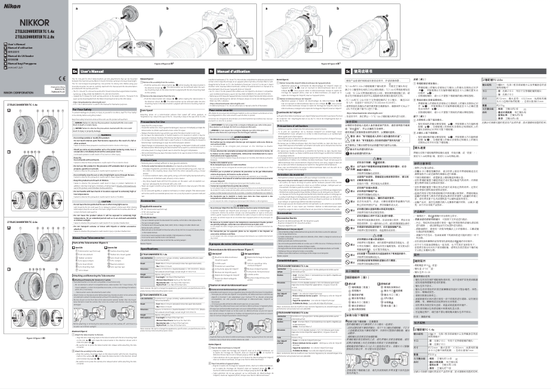 Imagen de la primera página del manual del dispositivo Nikkor Z Teleconverter TC-1.4X