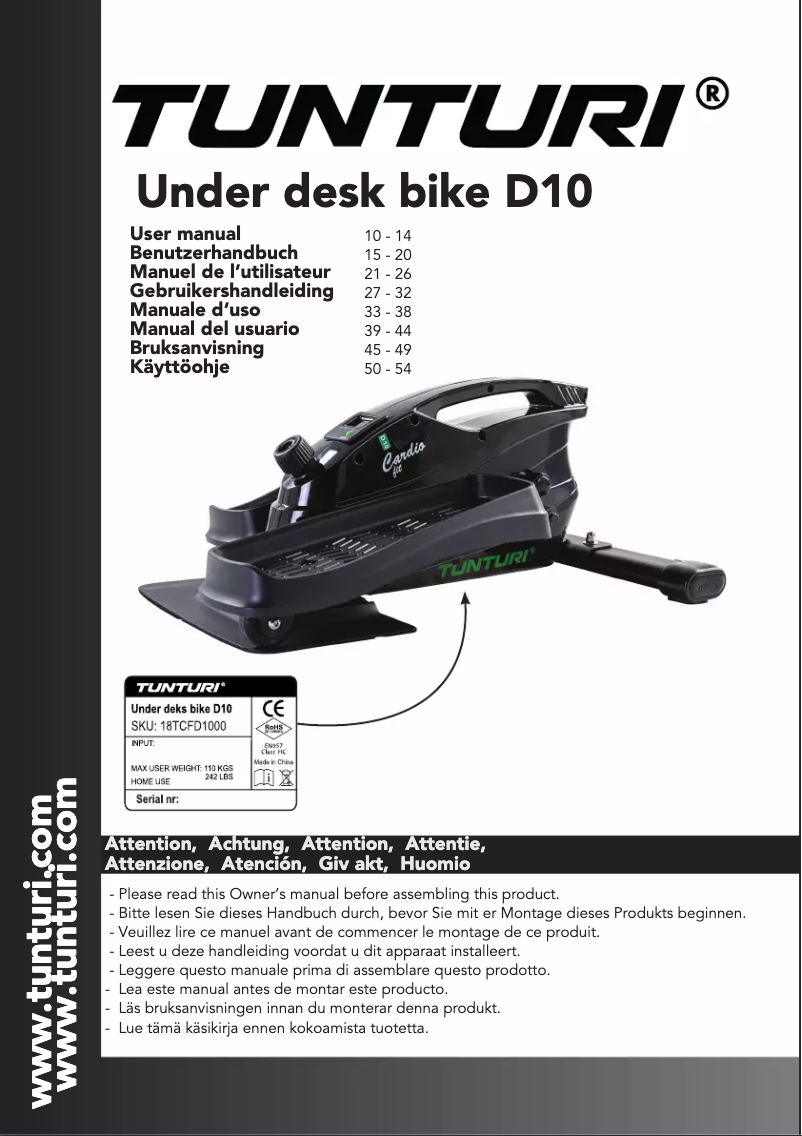 Imagen de la primera página del manual del dispositivo Cardio Fit D10