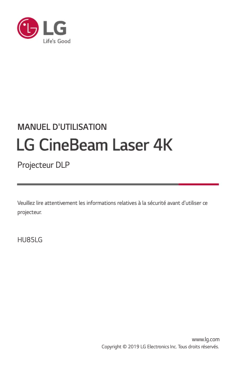 Imagen de la primera página del manual del dispositivo CineBeam HU85LG