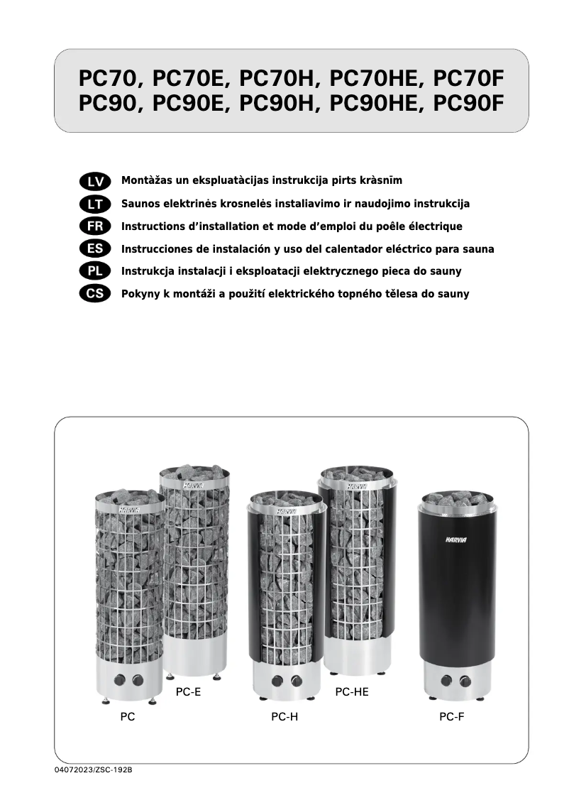 Página 1 del manual Manual de usuario Harvia Cilindro HPCE900400