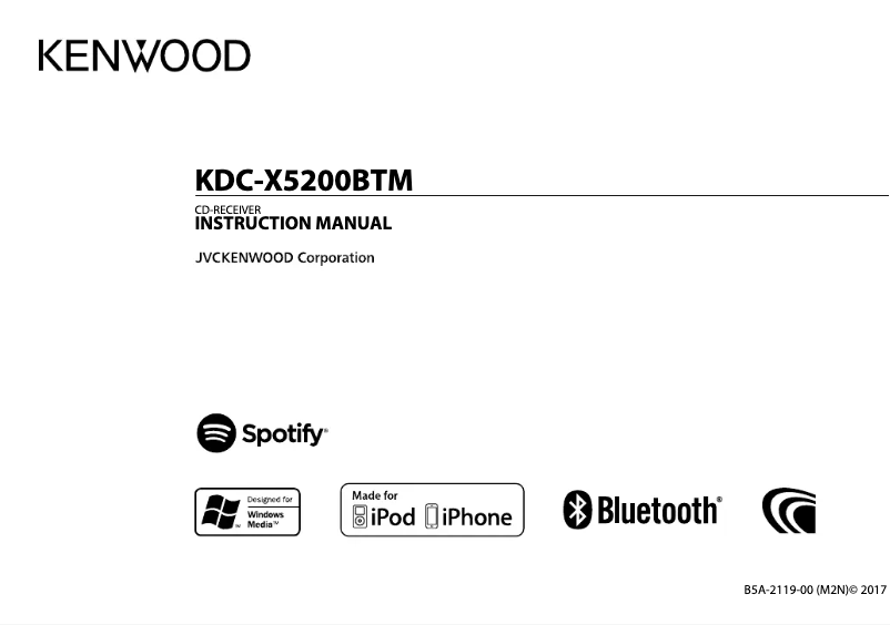 Imagen de la primera página del manual del dispositivo KDC-X5200BTM