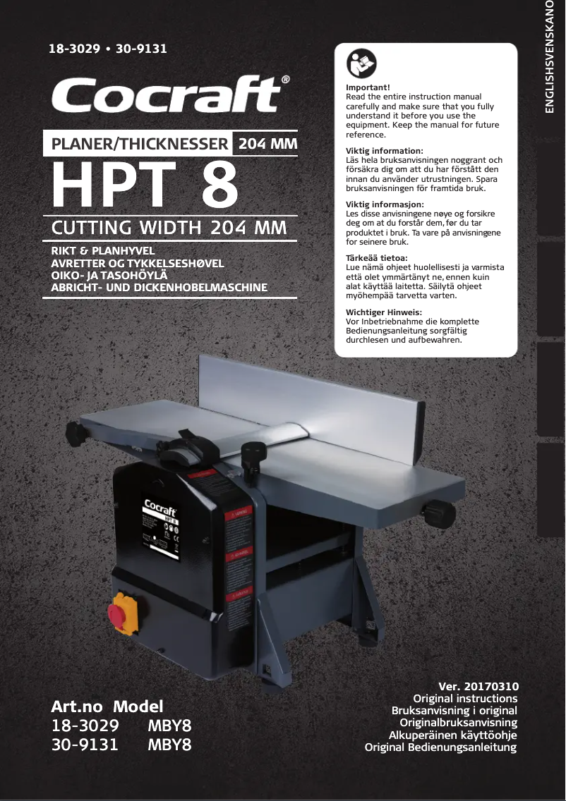 Imagen de la primera página del manual del dispositivo HPT 8