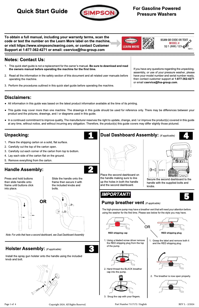 Página 1 del manual Guía de inicio rápido Simpson ALH4440-S