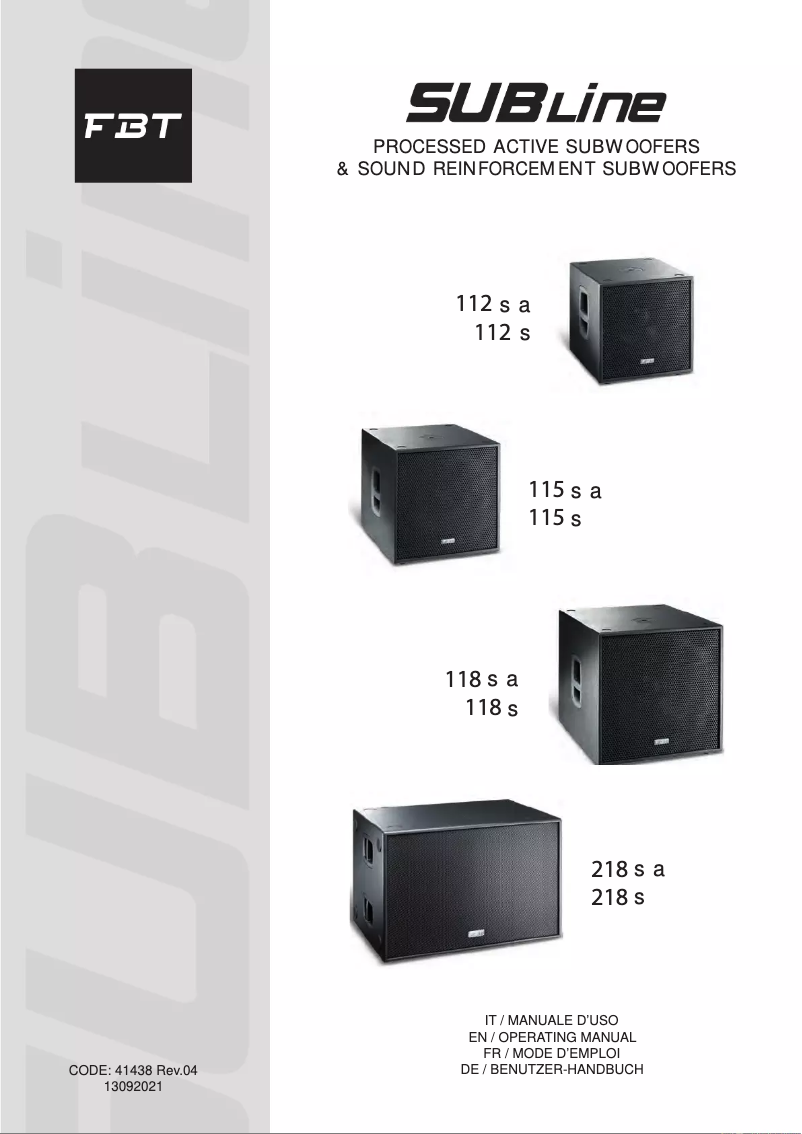 Página 1 del manual Manual de usuario FBT Subline 115SA