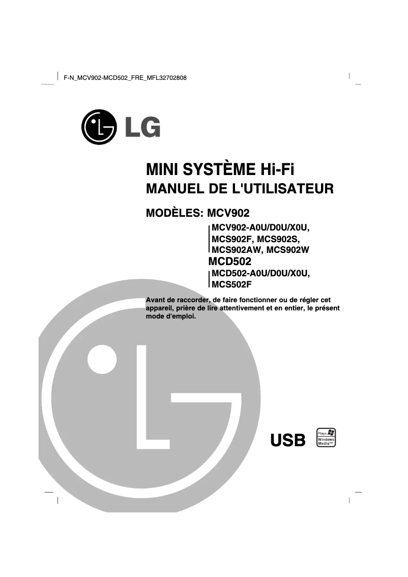 Página nº 1 - Manual de usuario LG MCV902