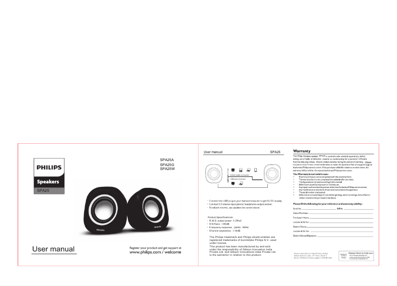 Imagen de la primera página del manual del dispositivo SPA25A
