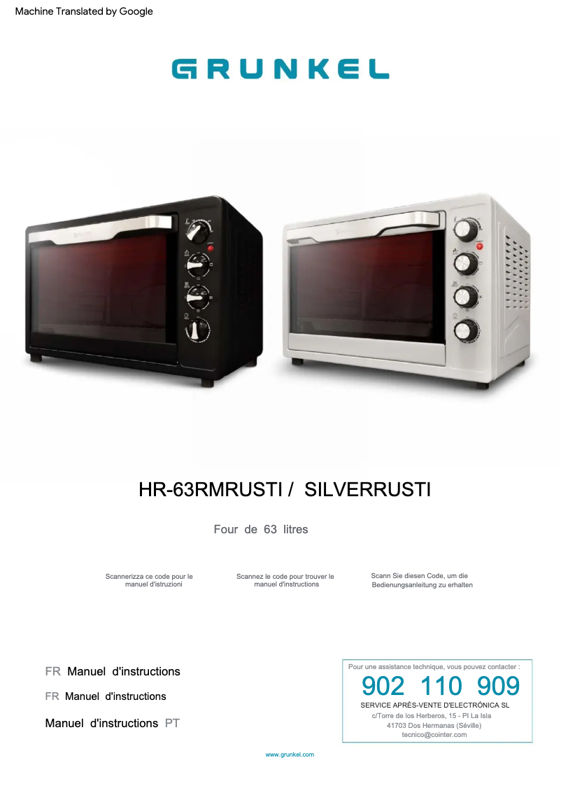 Imagen de la primera página del manual del dispositivo HR-63RMRUSTI