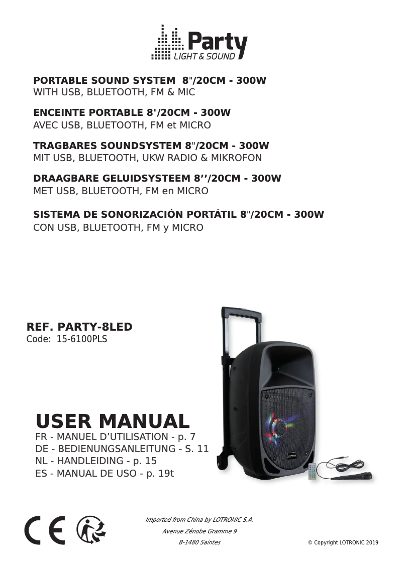 Imagen de la primera página del manual del dispositivo PARTY-8LED