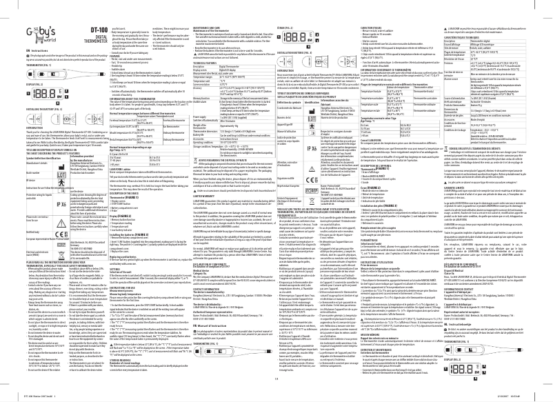 Imagen de la primera página del manual del dispositivo DT-100
