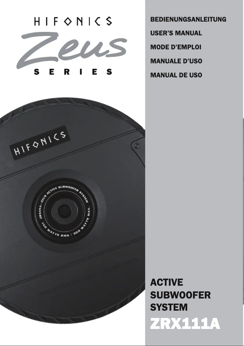 Página 1 del manual Manual de usuario Hifonics ZRX111A