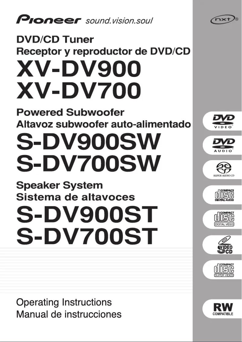 Imagen de la primera página del manual del dispositivo XV-DV700