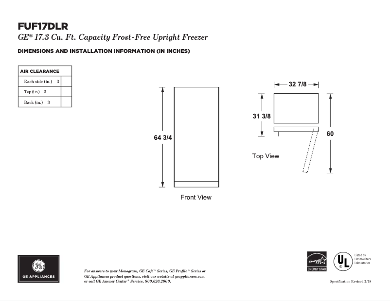 Imagen de la primera página del manual del dispositivo FUF17DLRWW