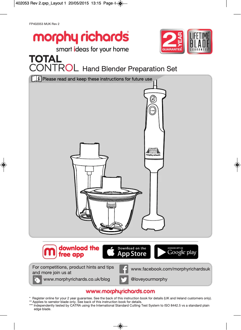Página 1 del manual Manual de usuario Morphy Richards 402053