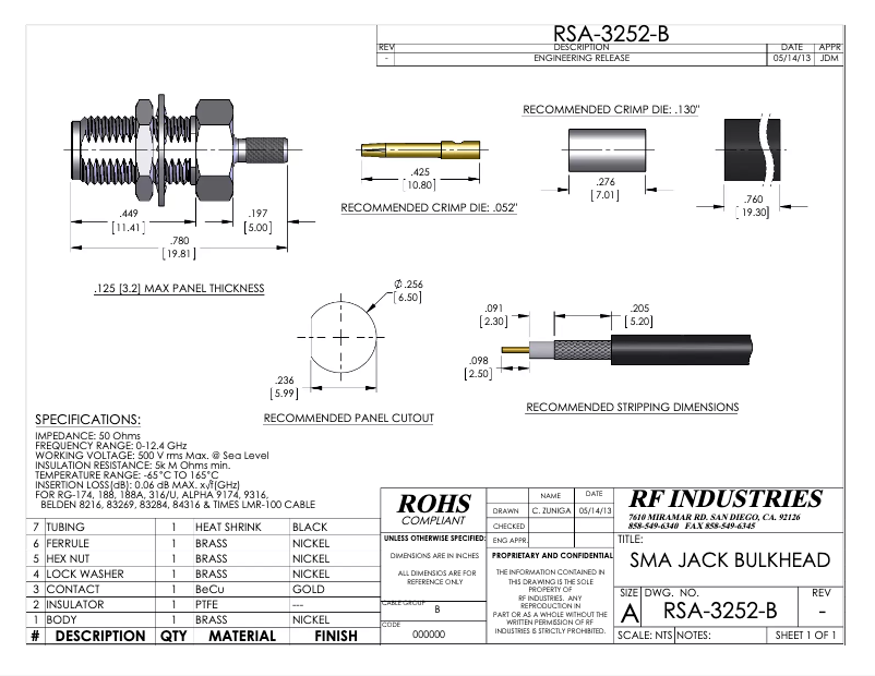 Imagen de la primera página del manual del dispositivo RSA-3252-B