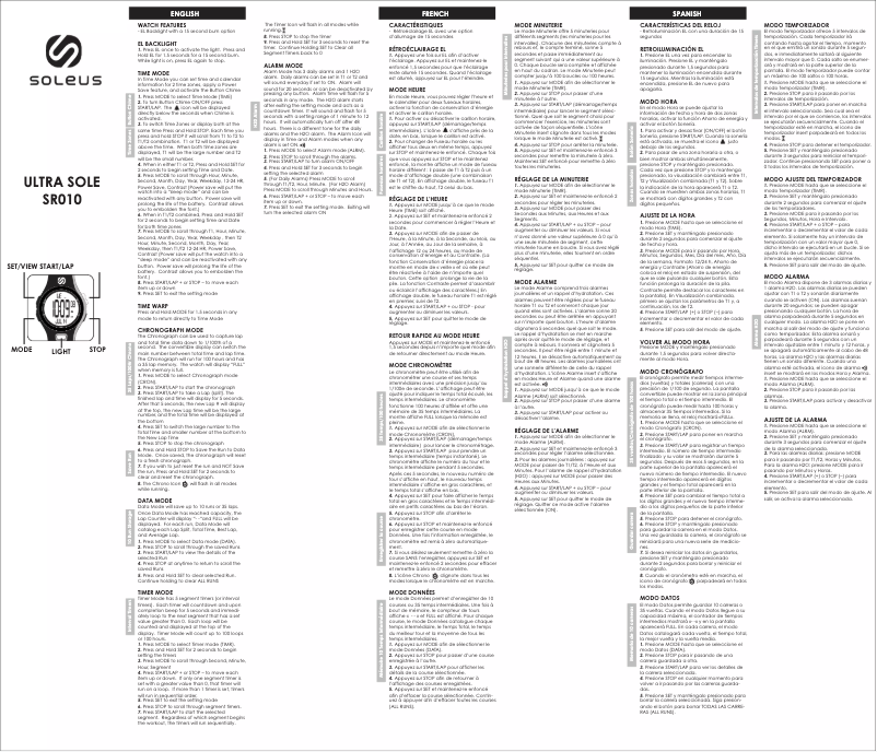 Imagen de la primera página del manual del dispositivo Ultra Sole SR010