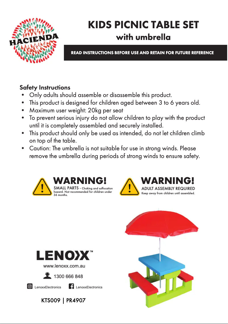 Imagen de la primera página del manual del dispositivo KTS009