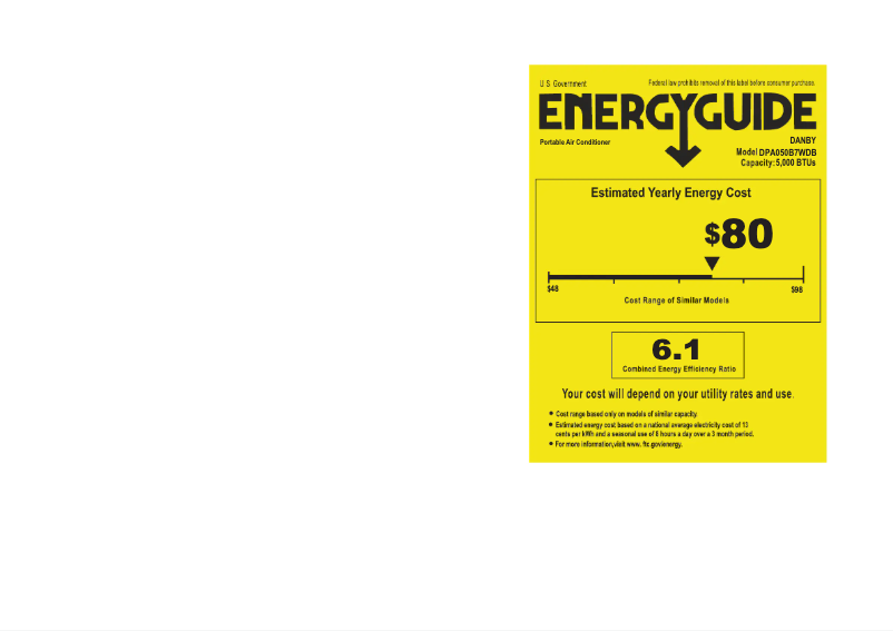 Página nº 1 - Etiqueta energética Danby DPA050B7WDB