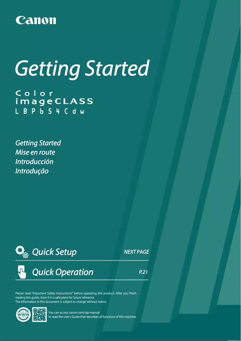Página nº 1 - Manual de usuario Canon imageCLASS LBP654Cdw
