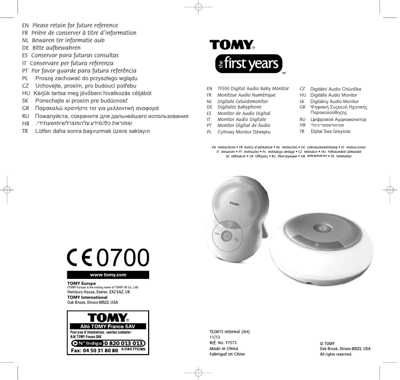 Imagen de la primera página del manual del dispositivo TF500