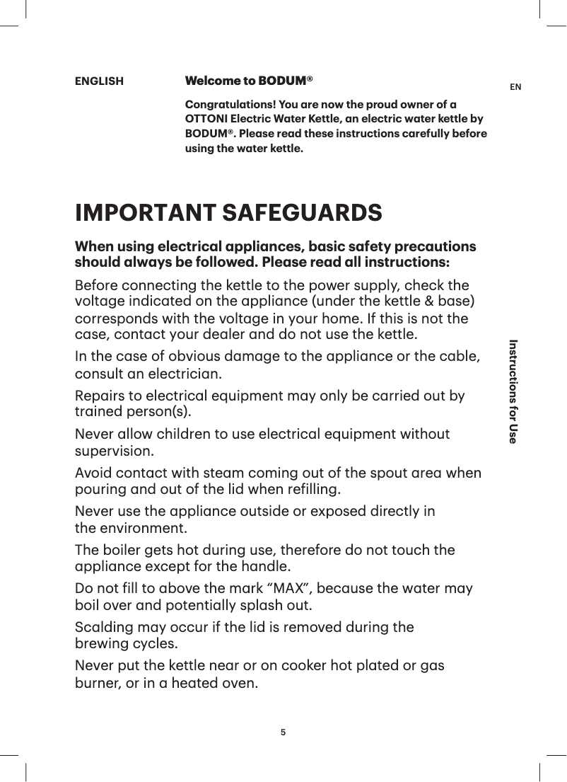 Página 1 del manual Manual de usuario Bodum Ottoni