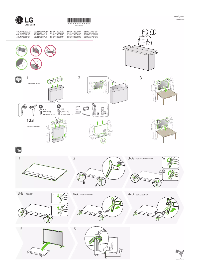 Imagen de la primera página del manual del dispositivo UN7300