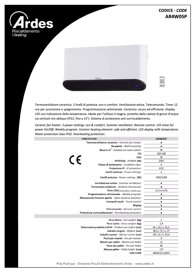 Página nº 1 - Ficha técnica Ardes AR4W05P