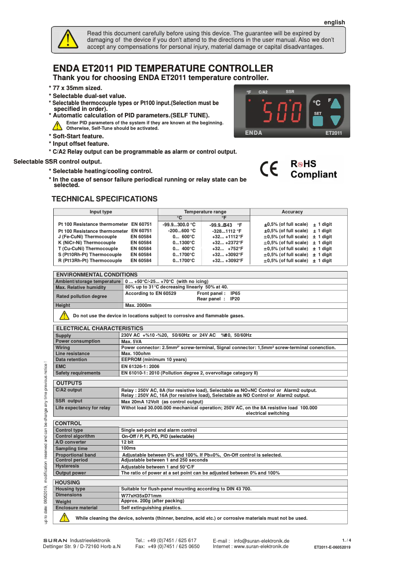 Página 1 del manual Manual de usuario Enda ET2011