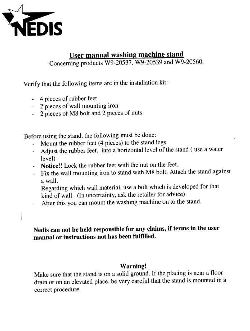 Imagen de la primera página del manual del dispositivo W9-20537