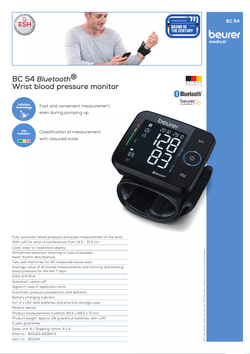 Imagen de la primera página del manual del dispositivo BC 54