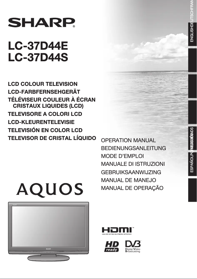 Imagen de la primera página del manual del dispositivo LC-37D44E-BK