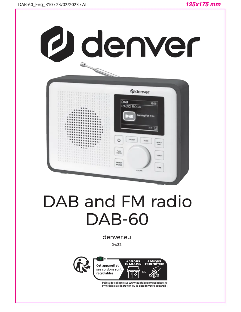 Imagen de la primera página del manual del dispositivo DAB-60